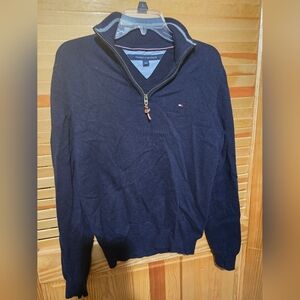 Tommy Hilfiger Men's Dark Blue Quarter-zip Sweater Medium